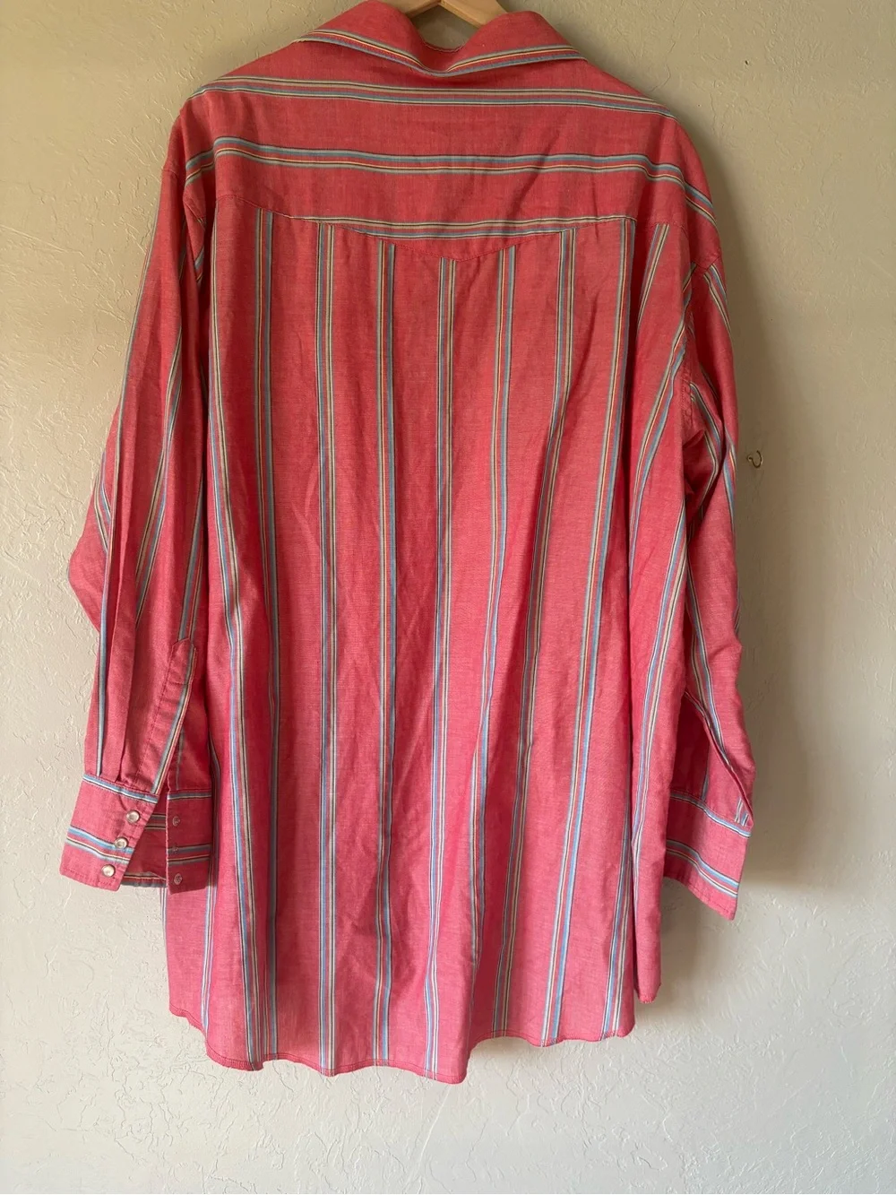 Wrangler Red Striped Casual Button Down Shirt